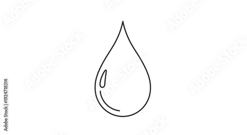 Simple Line Art Droplet Icon, Water Drop Symbol, Clean Minimalist Design
