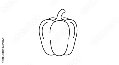 Simple Line Art Icon of a Bell Pepper