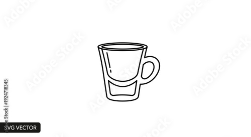 Simple Line Art Icon of a Coffee Mug or Shot Glass with Handle