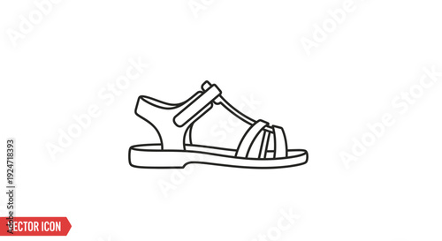 Simple Line Art Icon of a Woman's Sandal, Vector Graphic