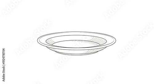 Simple Line Drawing of a Round Plate on a White Background