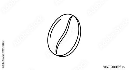 Single Coffee Bean Icon, Minimalist Line Art, Vector Graphic