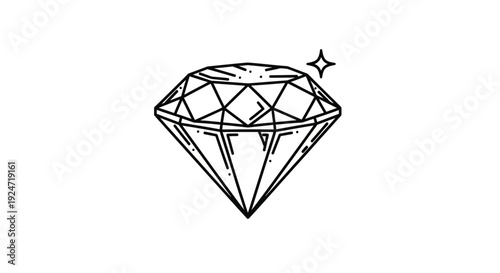 Sparkling Diamond Icon, Gemstone, Luxury Symbol, Brilliant Cut, Vector Illustration