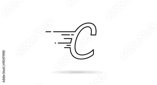 Speedy Letter C Logo - Fast Moving Abstract Graphic Icon
