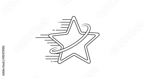 Speeding Star Icon with Swirl Motion Trails, Fast Delivery, Success Symbol
