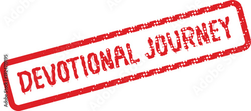 Devotional Journey red distressed rubber stamp style words signifying a path of spiritual exploration