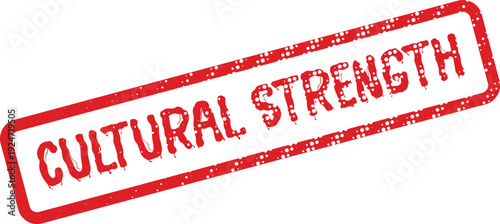 Distinctive red rubber stamp graphically representing the resilient essence of Cultural Strength