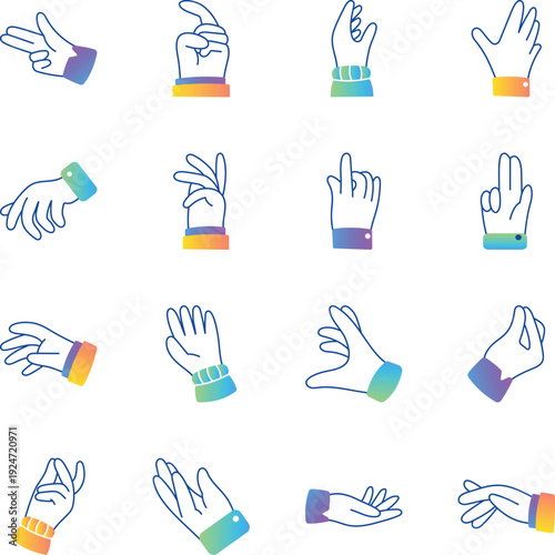 Collection of Doodle Style Hand Actions Icons 
