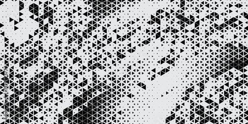 Geometric pattern of black triangles on a white background.Seamless in one direction.Option with an average fade out.The scale transformation method.