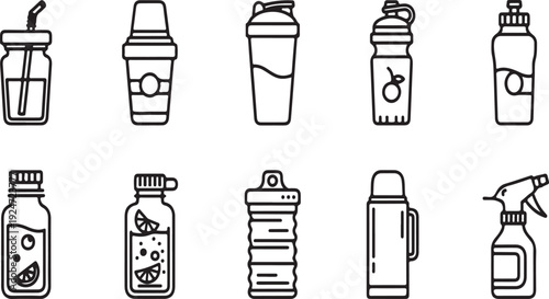 A variety of containers and bottles for different types of liquids and beverages Vector