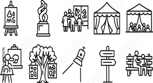 Illustrations of various outdoor activities and events Vector