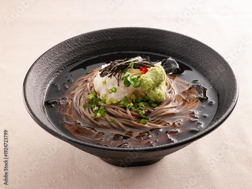 Cold Soba Noodles in Chilled Broth with Wasabi and Grated Radish, Naeng-momi