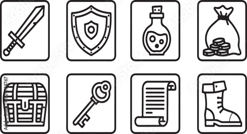 A collection of icons representing various objects and concepts Vector