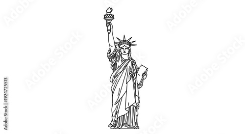 Statue of Liberty Outline Drawing - Iconic American Landmark Symbol of Freedom