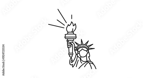 Statue of Liberty Torch Line Art Icon - Symbol of Freedom and New York City