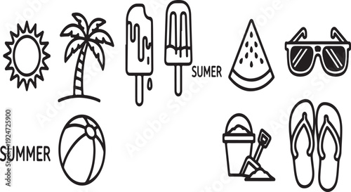 Iconic symbols of summer fun and relaxation Vector