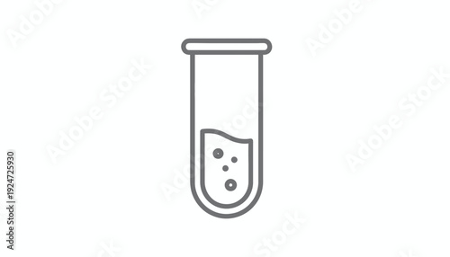 Test tube with liquid and bubbles, scientific experiment, laboratory research, simple icon