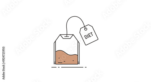 Tea Bag with DIET Label, Healthy Beverage Concept