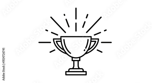 Trophy with Radiant Light Rays, Symbol of Victory, Achievement, and Success