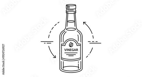 Vinegar Bottle Icon with Circular Arrows, Kitchen Ingredient, Food Preparation