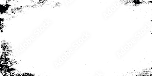 Black and white grunge frame with heavy ink splatter edges gritty vignette border making it a perfect frame or vignette overlay, antique photographic aesthetic.