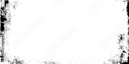 Black and white grunge frame with heavy ink splatter edges gritty vignette border making it a perfect frame or vignette overlay, antique photographic aesthetic.