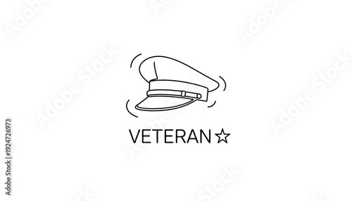Veteran Military Cap with Star and Wavy Lines - Symbol of Service and Honor