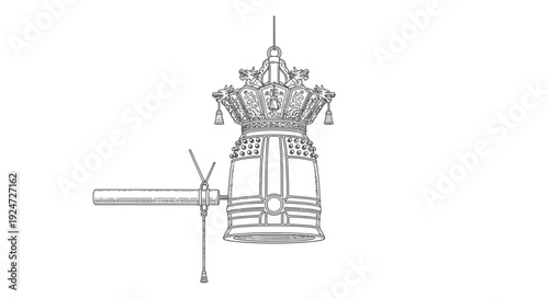 Vintage Japanese Temple Bell Illustration