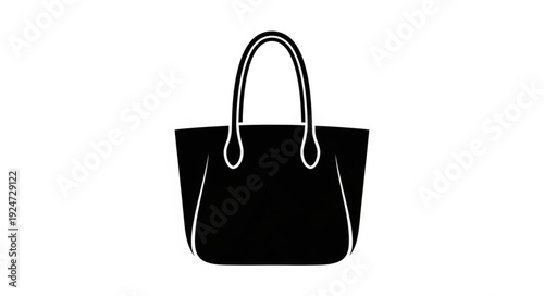 Black Tote Bag Icon with Handles and Zipper Details.