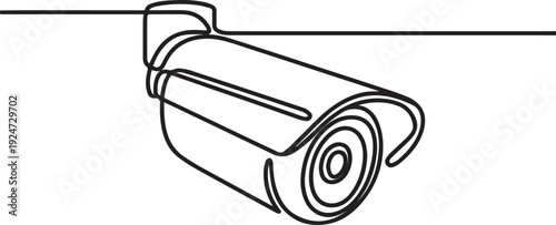 Security Camera Line Art Surveillance Technology Vector Illustration
