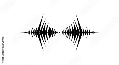 Black and white sound wave graphic illustration.
