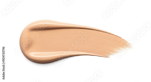 Smooth Beige Liquid Foundation Swatch with Visible Texture on a Clean White Background, Ideal for Cosmetic Ads
