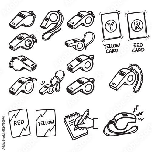 Sports Whistle Referee Equipment Icons