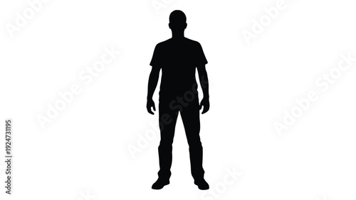 A black silhouette of a man standing isolated on white background, Vector