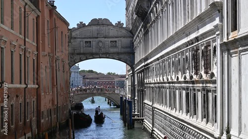 Iconic Bridge of Sighs. A view of the legendary Bridge of Sighs (Ponte dei Sospiri) connecting the Doge's Palace to the ancient prison. 