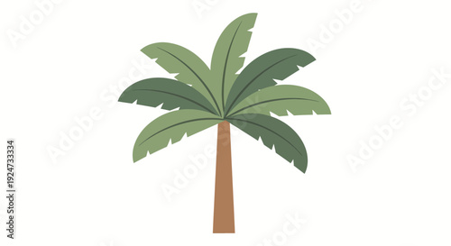 A stylized palm tree with green leaves and a brown trunk on a white background