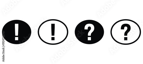 Four punctuation marks in circles exclamation and question