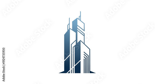 Modern architectural skyscraper design with a sleek and contemporary appearance against a white background.
