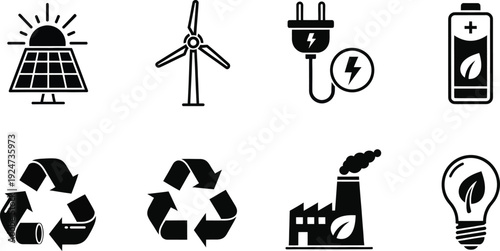 Sustainable energy and environmental icons