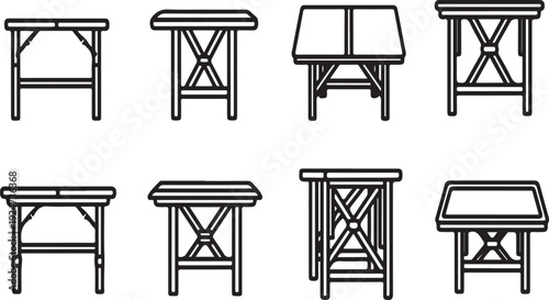 Eight different types of tables and stands for various purposes and uses Vector