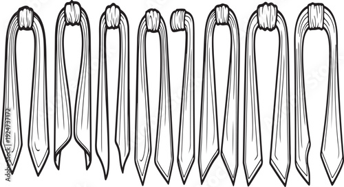A detailed illustration of various types of scissors with different blade shapes and sizes Vector