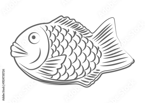 モノクロのたい焼きのイラスト