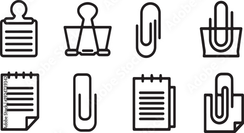 A collection of various office and document-related icons. Vector
