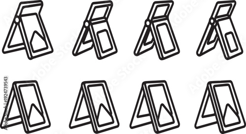 Geometric shapes with triangular and rectangular elements in various orientations Vector