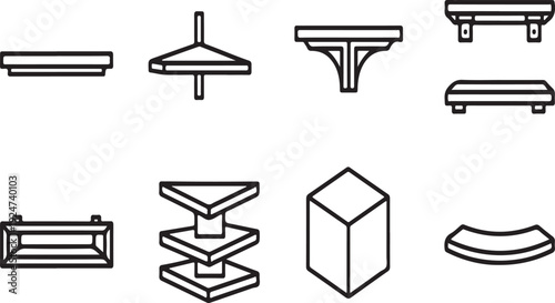 A collection of various mechanical components and structures Vector