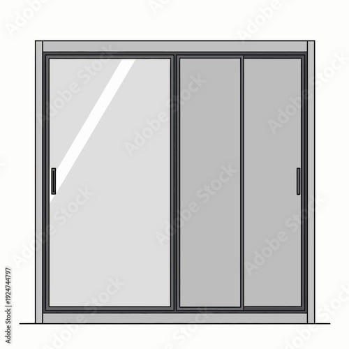 Install these modern grey sliding glass doors with a sleek minimalist frame to enhance your contemporary home interior or stylish patio entrance design.
