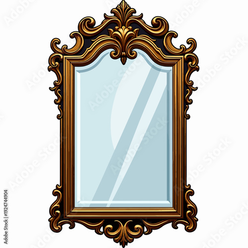 Add a touch of luxury to your dressing room with this ornate gold framed mirror featuring intricate vintage carvings and an elegant classic aesthetic.
