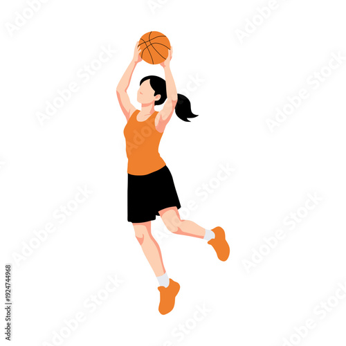 Woman Playing Basketball Sport Activity Concept Illustration