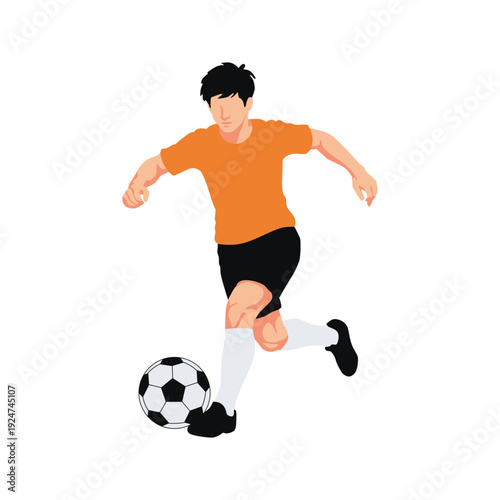Man Playing Soccer Ball Sport Activity Concept Illustration