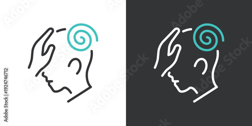 悩む横顔のシンプルなアイコン